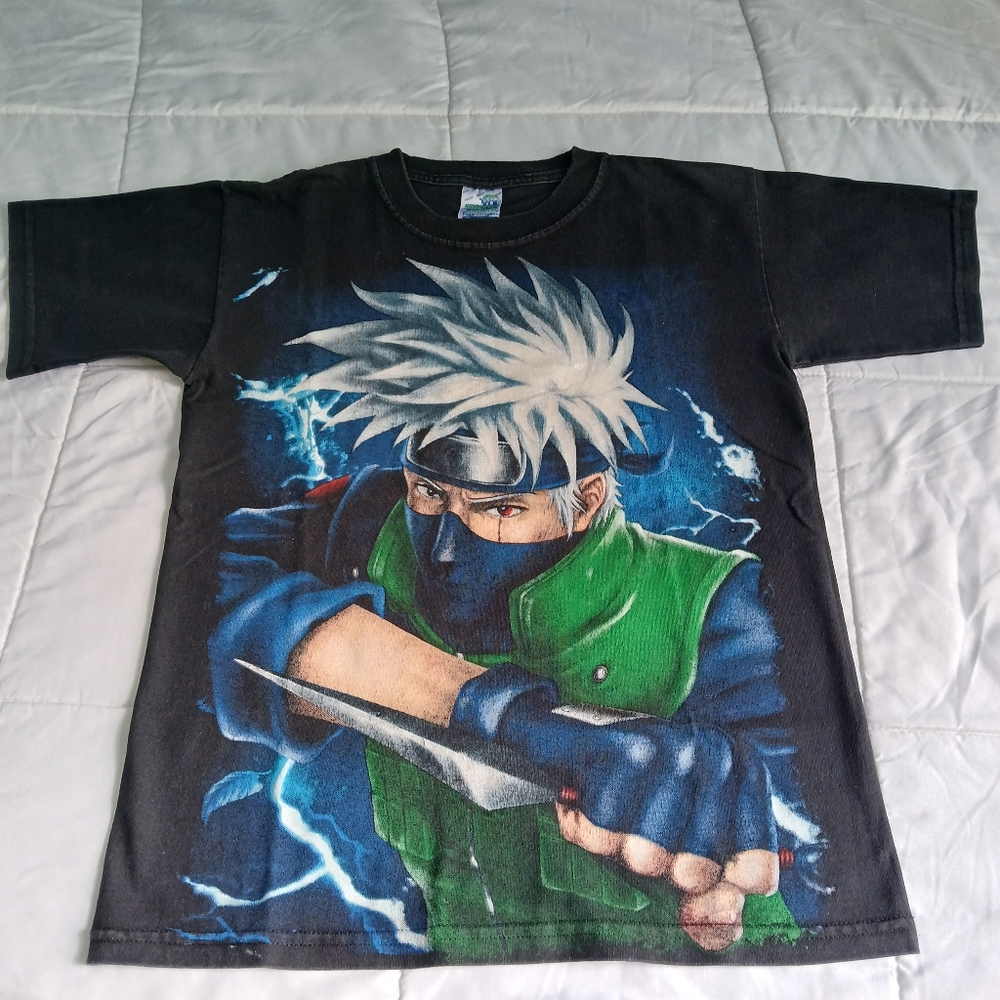 Naruto Shippuden Kakashi Hatake Black Graphic Print T-shirt Small